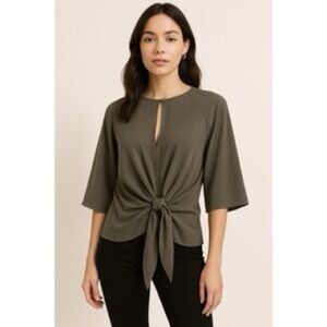 Topshop Green Draped Faux Wrap Top Size 2